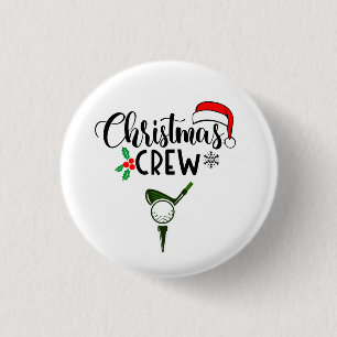 Golf Christmas Crew with golf ball iron golfer Button