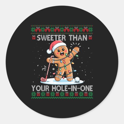 Golf Christmas Gingerbread Sweeter Than Your Hole- Runder Aufkleber (Vorderseite)