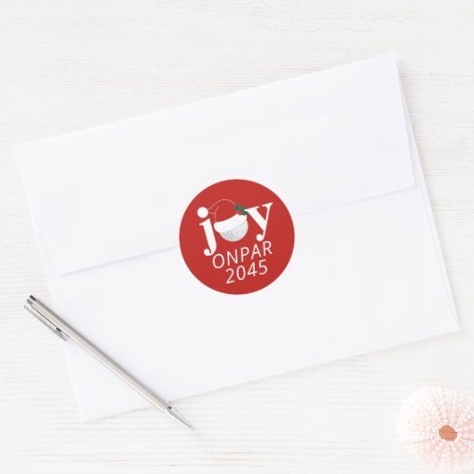Golf Christmas Holiday Joy Sticker Modern Red (Umschlag)