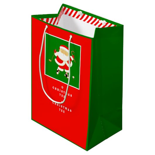 Golf Christmas Holiday Mittlere Geschenktasche Mittlere Geschenktüte (Vorderseite Schrägansicht)