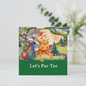 Golf Christmas Lass Par Tee mit Golftasche Einladung (Stehend Vorderseite)