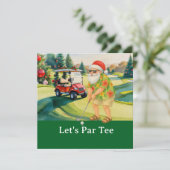 Golf Christmas Lass Par Tee mit Santa Golf Einladung (Stehend Vorderseite)