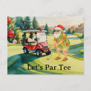 Golf Christmas Lass Par Tee mit Santa Golf Feiertagspostkarte