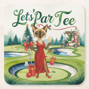Golf Christmas Let's Par T-Shirt für Golfer Party Rechteckiger Pappuntersetzer