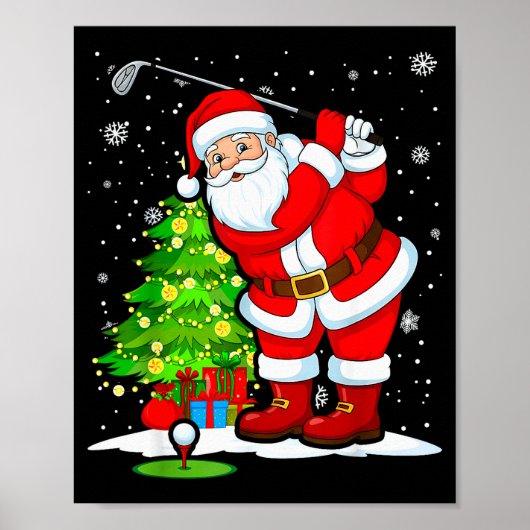 Golf Christmas Men Club Playing Santa Claus  Poster (Vorne)