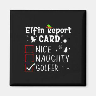 Golf Christmas Nice Naughty Funny Xmas Liste Golfe Magnet