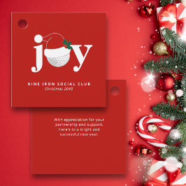 Golf Christmas Party Gift Tag Joy Modern Red Geschenkanhänger