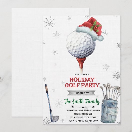 Golf Christmas Party Invitation Einladung (Vorne/Hinten)