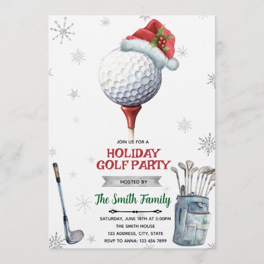 Golf Christmas Party Invitation Einladung (Vorderseite)