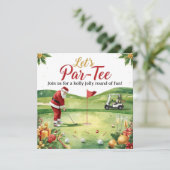 Golf Christmas Party Let’s Par tee with Santa  Einladung (Stehend Vorderseite)