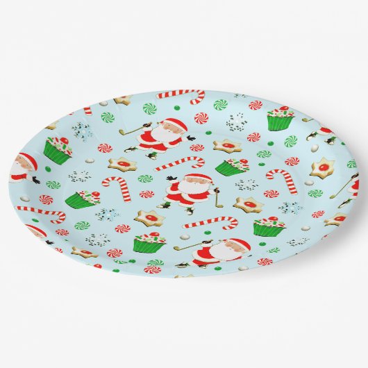 Golf Christmas Party Pappteller (Schrägansicht)