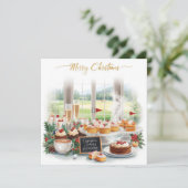 Golf Christmas Party with Golf Course Background Einladung (Stehend Vorderseite)