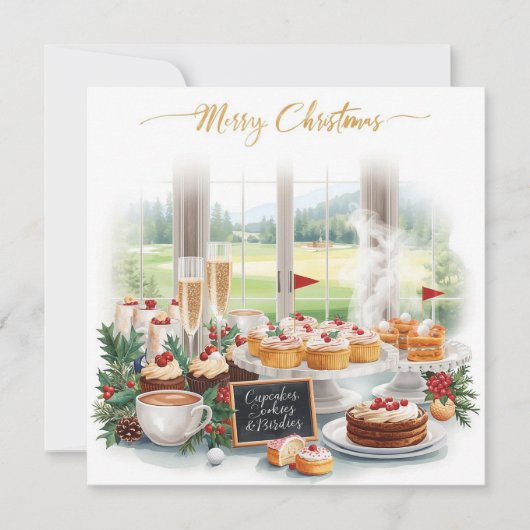 Golf Christmas Party with Golf Course Background Einladung (Vorderseite)