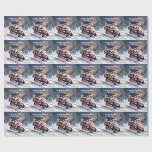 Golf christmas Santa Claus riding golf cart Geschenkpapier (Flach)