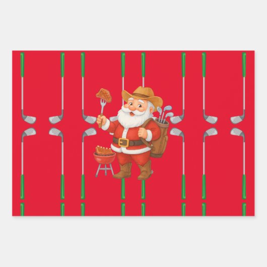 Golf Christmas Santa Claus Texas Golfer Geschenkpapier Set (Vorderseite 3)