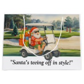 Golf Christmas Santa drive golf cart on course Große Geschenktüte (Vorderseite)