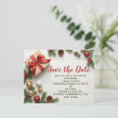 Golf Christmas save the date with golf themed Postkarte (Stehend Vorderseite)