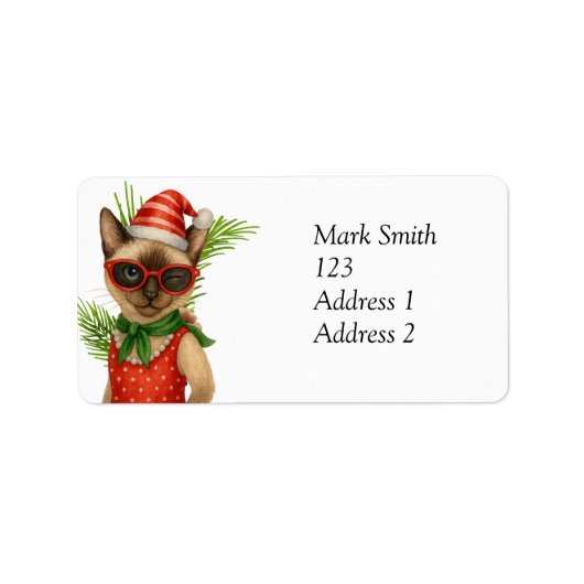 Golf Christmas themed for Cat Lover Golfer Golfing Adressaufkleber (Vorne)