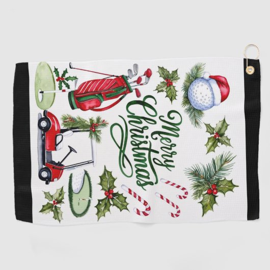 Golf Christmas themed Golfhandtuch (Horizontal)