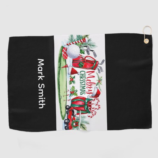 Golf Christmas themed   Golfhandtuch (Horizontal)