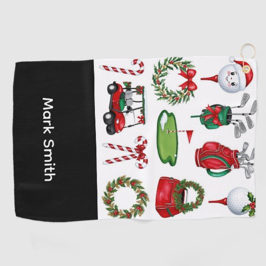 Golf Christmas themed Golfhandtuch (Horizontal)