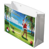 Golf Christmas themed with Santa Claus Große Geschenktüte (Vorderseite Schrägansicht)