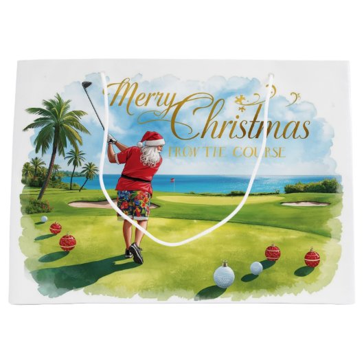Golf Christmas themed with Santa Claus Große Geschenktüte (Vorderseite)