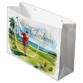 Golf Christmas themed with Santa Claus Große Geschenktüte (Vorderseite Schrägansicht)