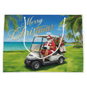 Golf Christmas themed with Santa Claus in Hawaii Große Geschenktüte (Vorderseite)