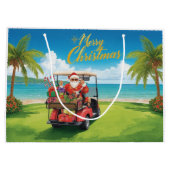 Golf Christmas themed with Santa Claus in Hawaii Große Geschenktüte (Rückseite)