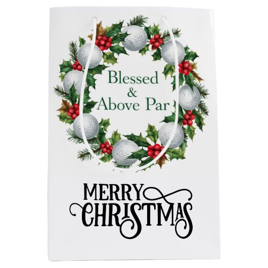 Golf Christmas themed with Wreath Mittlere Geschenktüte (Vorderseite)