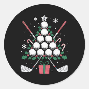 Golf Christmas Tree Holiday T Shirt für Golf Lover Runder Aufkleber
