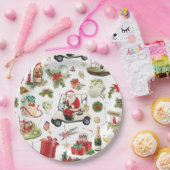 Golf Christmas with Santa Claus golfing Pappteller (Party)