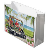 Golf Christmas with Santa Claus in Hawaii Große Geschenktüte (Vorderseite Schrägansicht)