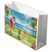 Golf Christmas with Santa Claus in Hawaii Große Geschenktüte (Vorderseite Schrägansicht)