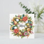 Golf Christmas Wreath for Golfer with golf ball Karte (Stehend Vorderseite)