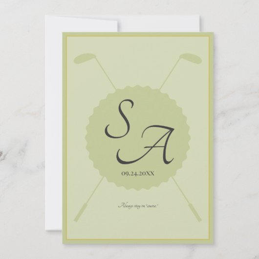 Golf Classic formales Monogram Wappen Elegante Hoc Einladung (Rückseite)