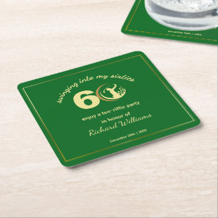 Golf Classic Green Golden Player 60. Geburtstag  I Rechteckiger Pappuntersetzer