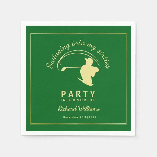 Golf Classic Green Golden Player Männer 60. Geburt Serviette (Vorderseite)