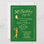 Golf Classic Green Golden Women 50. Geburtstag Einladung (Vorderseite)