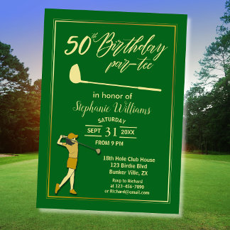Golf Classic Green Golden Women 50. Geburtstag Einladung