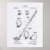 Golf Club 1910 Patent Art - Lined Peper Poster (Vorne)