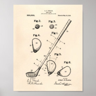 Golf Club 1910 Patentart - Alter Peper Poster