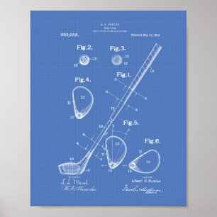 Golf Club 1910 Patentkunst - Blaupause Poster