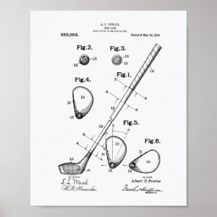Golf Club 1910 Patentschrift - Weißbuch Poster