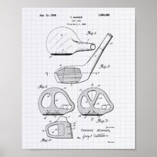 Golf Club 1926 Patent Art - Lined Peper Poster