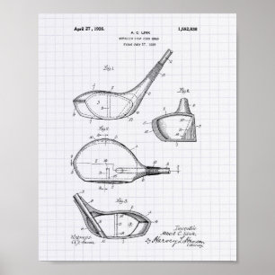 Golf Club 1926 Patentkunst - Liniiertes Papier Poster