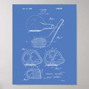 Golf Club 1926 Patentzeichnung - Blaupause Poster