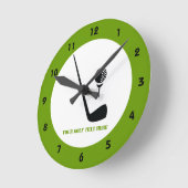 Golf club and ball black, green custom runde wanduhr (Winkel)