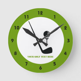 Golf club and ball black, green custom runde wanduhr